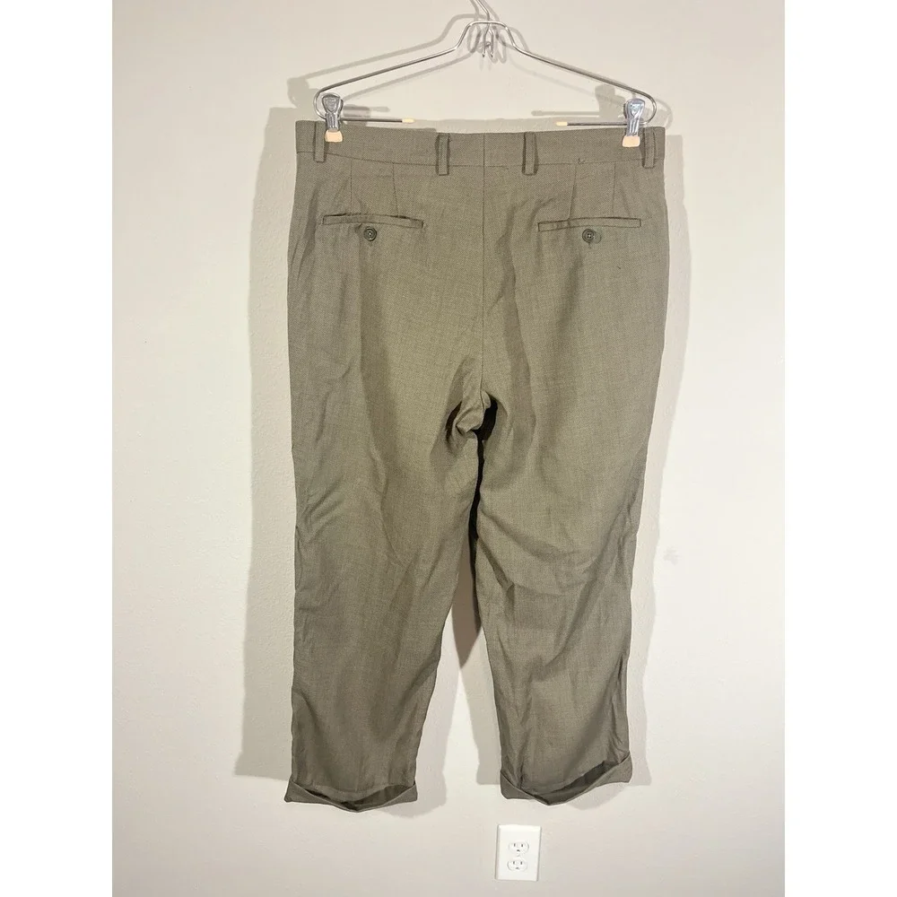 Linea Naturale Luxe Dress Pants Mens 35x26 Gray-Green 100% Wool Made in Italy